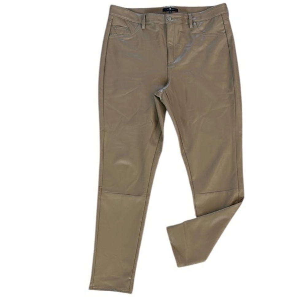 7FAMK vegan leather skinny fit pants size large tan